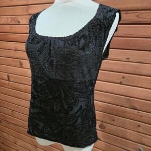 Y2K Womens Size Small Paisley Velvet Burn Out Top Goth Romantic Whimsy